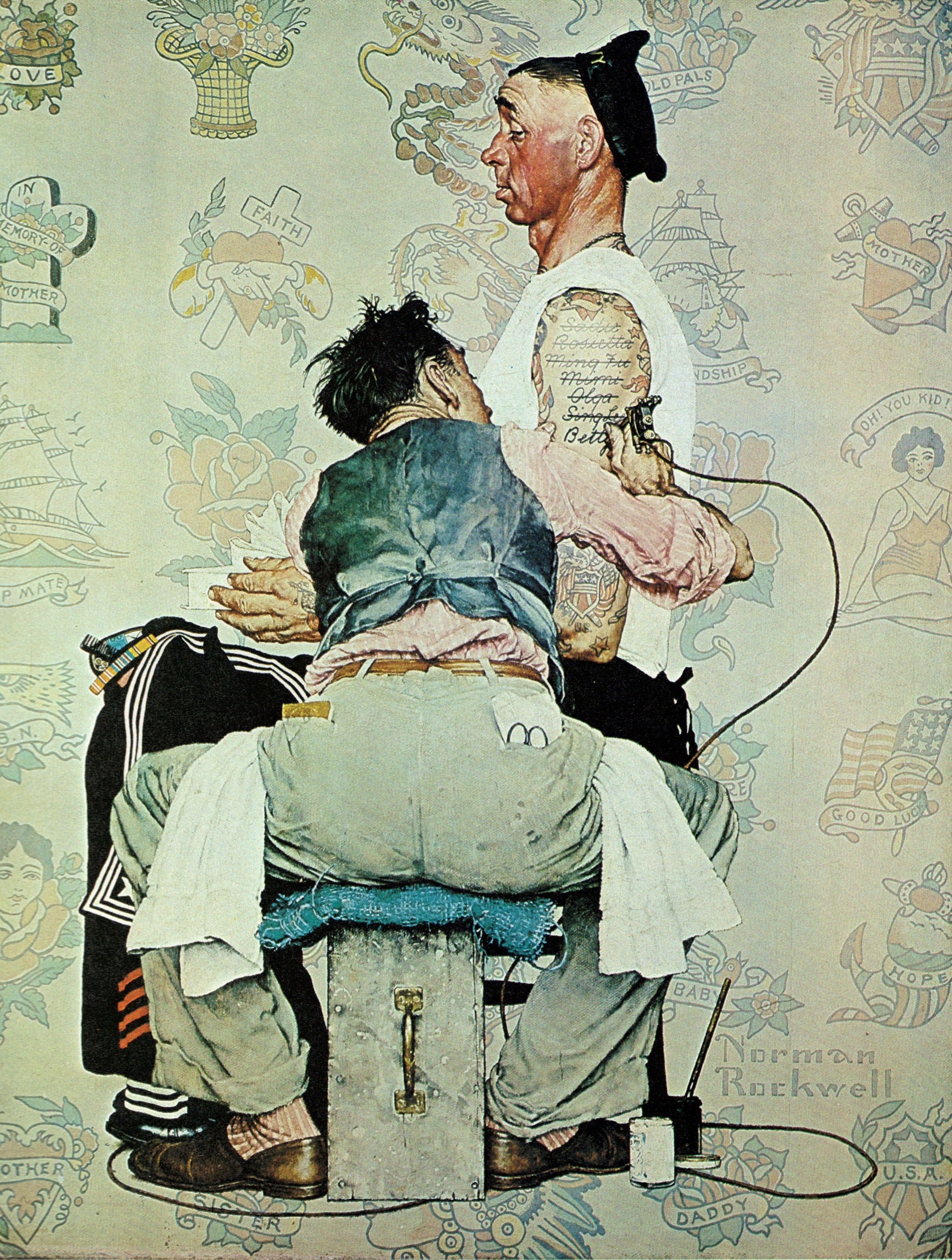 Norman rockwell the tattooist art print in x in