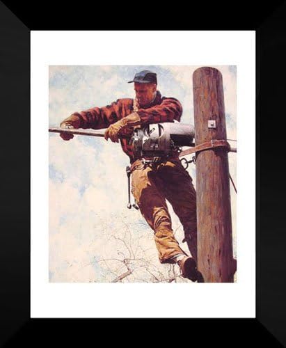 The lineman x framed art print by rockwell norman lineman s posters prints