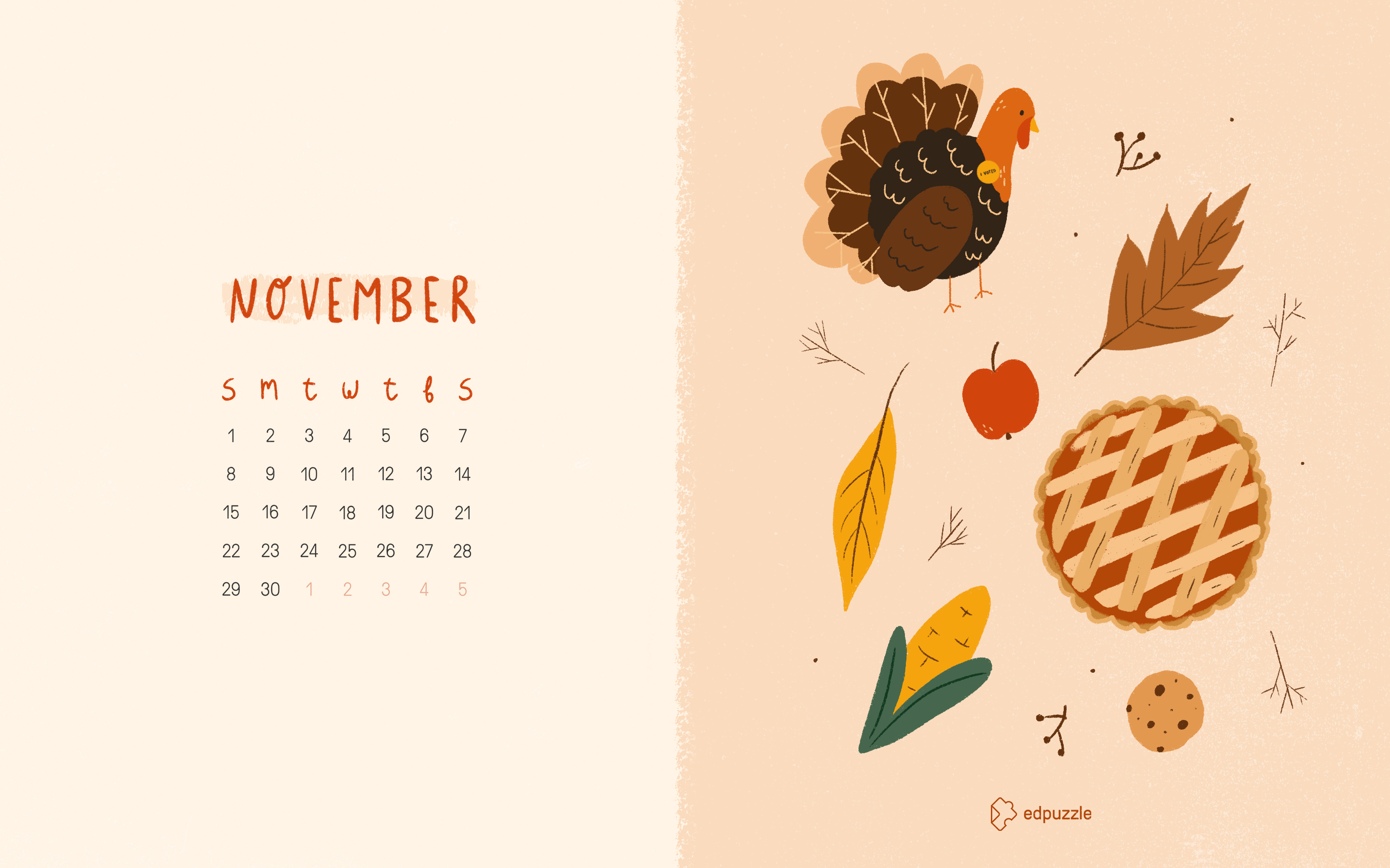 November calendar wallpaper