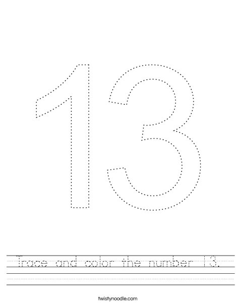 Trace and color the number worksheet