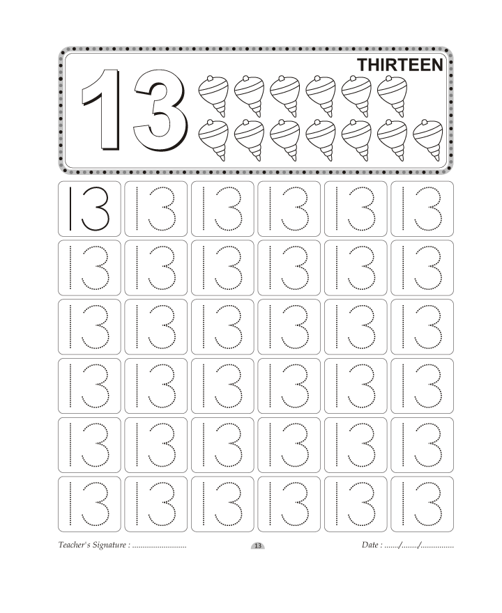 Number tracing worksheet
