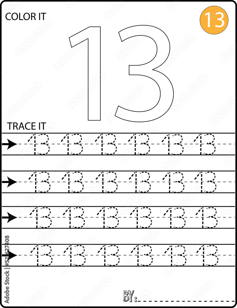 Handwriting numbers tracing pages for writing numbers learning numbers numbers tracing worksheet for kindergarten vector
