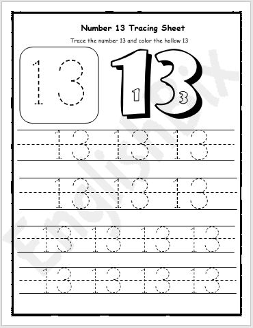 Number tracing preschool worksheet