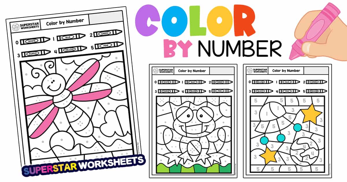 Color by number worksheets for kindergarten