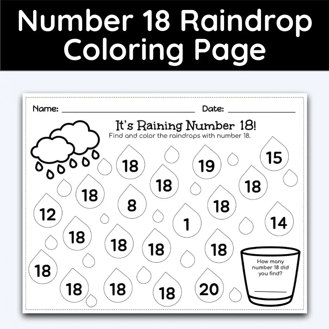 Number raindrop coloring page