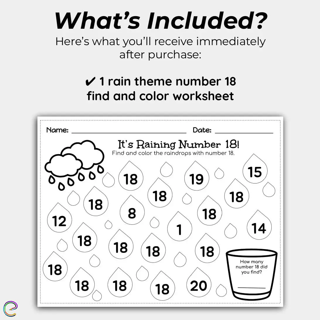 Number raindrop coloring page