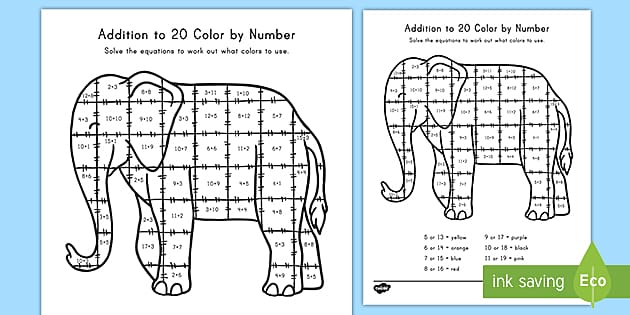Addition to color by number