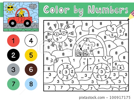 Color by numbers game for kids coloring page