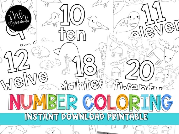 Printable numbers coloring pages instant download preschool activities prek worksheets homeschool printable toddler coloring