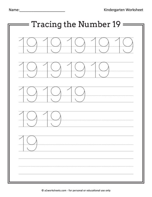Tracing the number worksheets