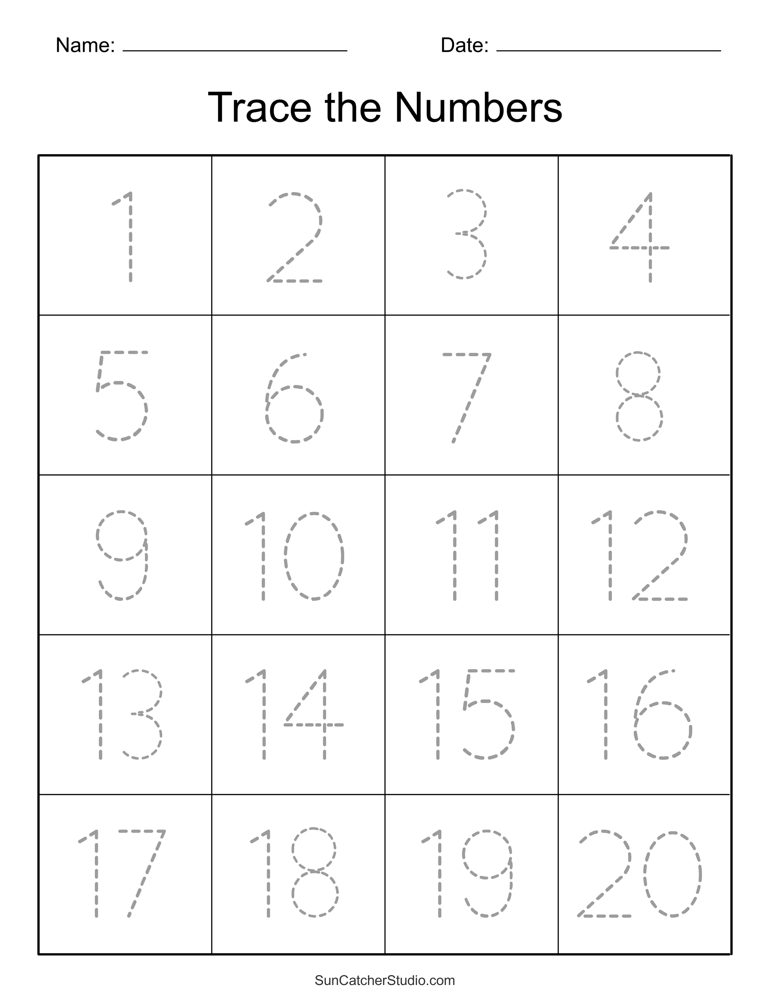 Tracing numbers free printable practice pdf worksheets â diy projects patterns monograms designs templates