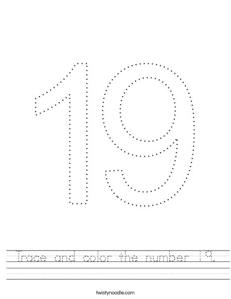 Trace and color the number worksheet