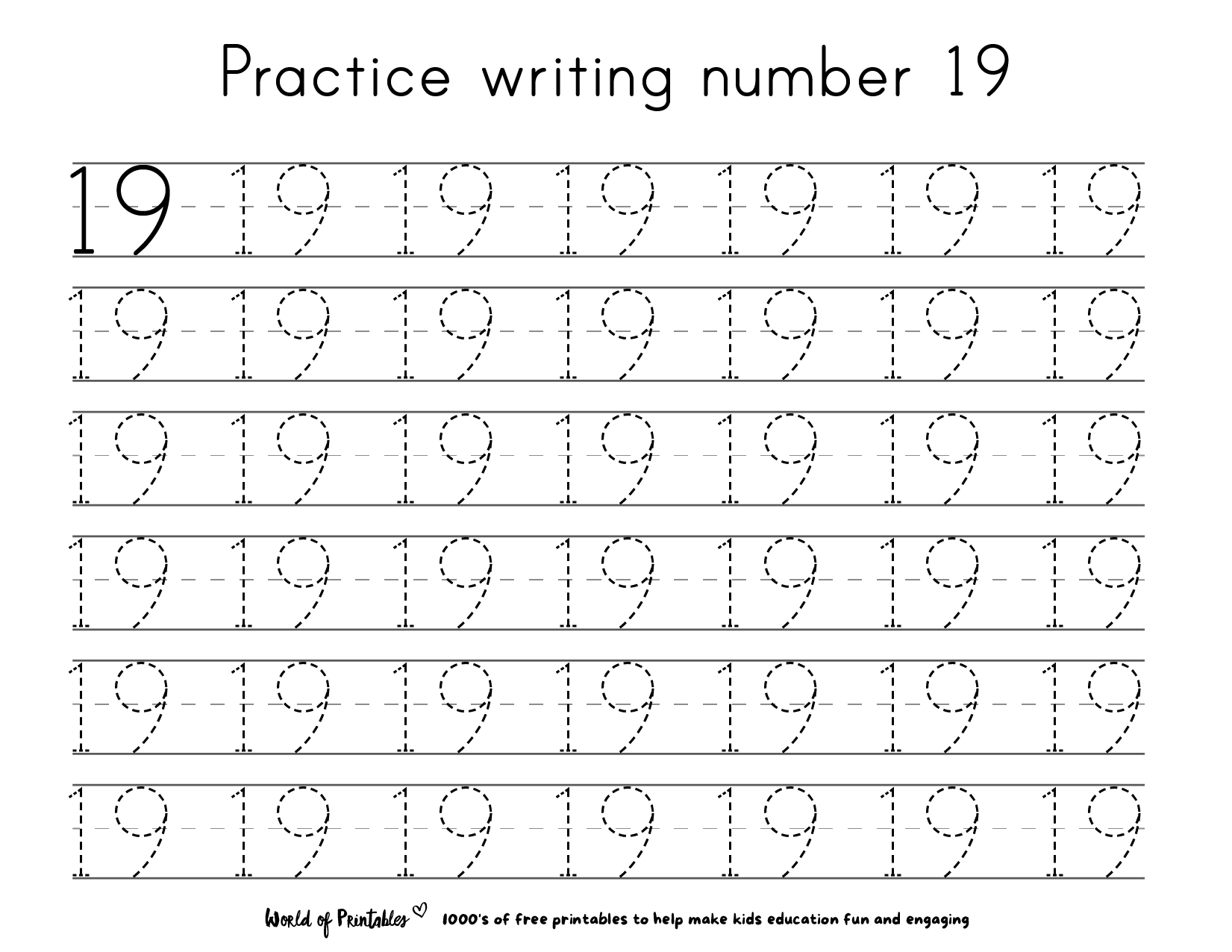 Tracing numbers to printable worksheets