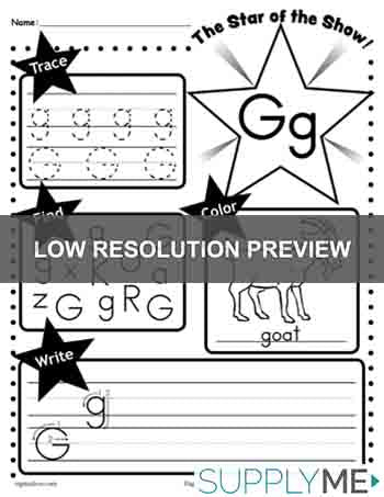 Letter g worksheet tracing coloring writing more â