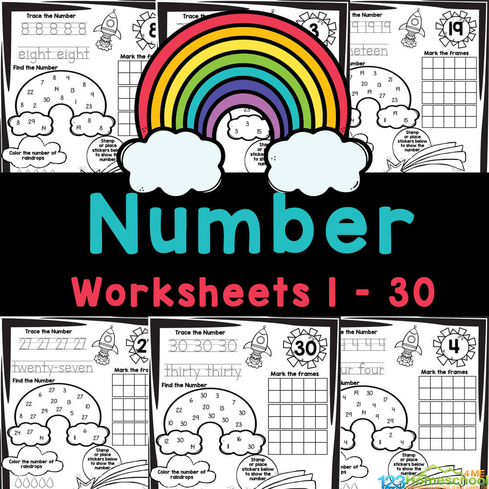 Free printable kindergarten number practice worksheets