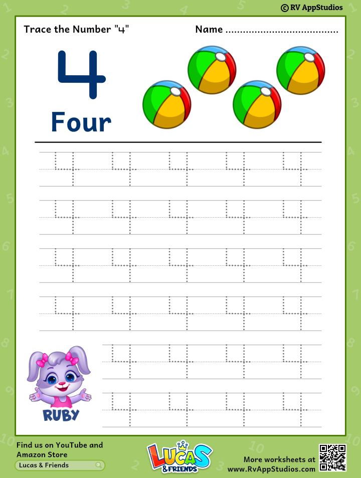 Trace number worksheet for free for kids