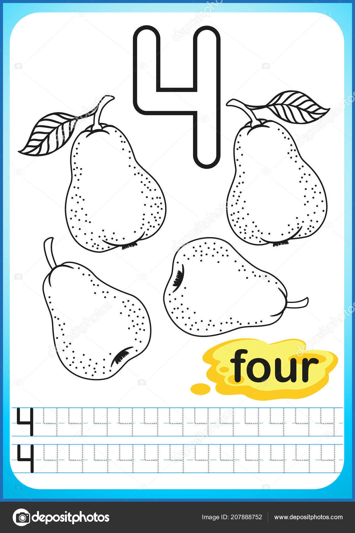 Printable worksheet kindergarten preschool exercises writing numbers simple level difficulty stock vector by natasha