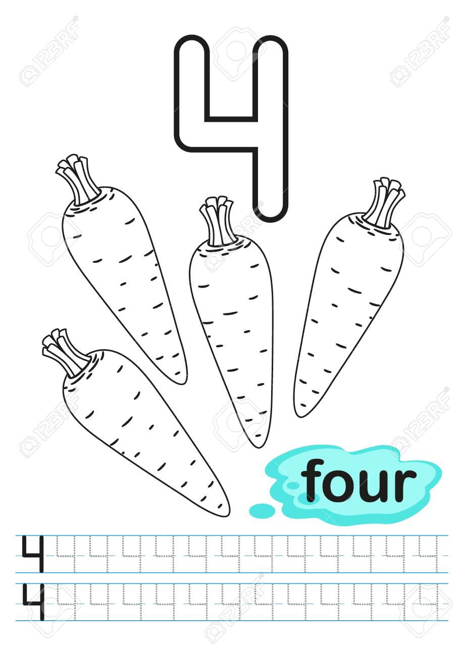 Coloring printable worksheet for kindergarten and preschool exercises for writing numbers learn numbers with bright fresh vegetables count and color from to royalty free svg cliparts vectors and stock illustration image