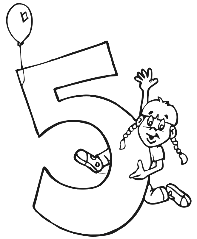 Birthday coloring page a girl hanging onto a giant