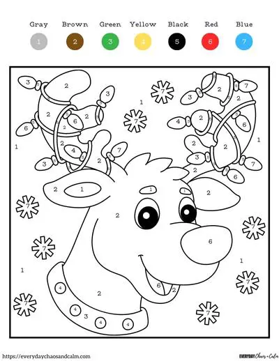 Free printable christmas color by number pages for kids