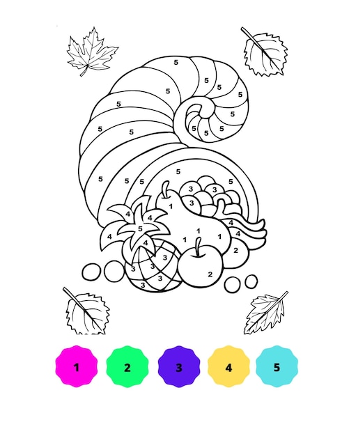 Premium vector color by number thanksgiving coloring pages thanksgiving color by number page for kids