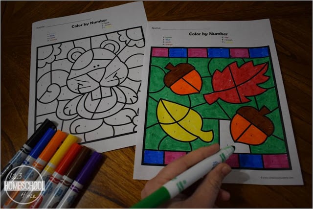 Ð free free fall color by number printable worksheets