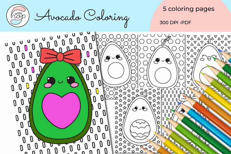 Avocado pattern coloring pages printable