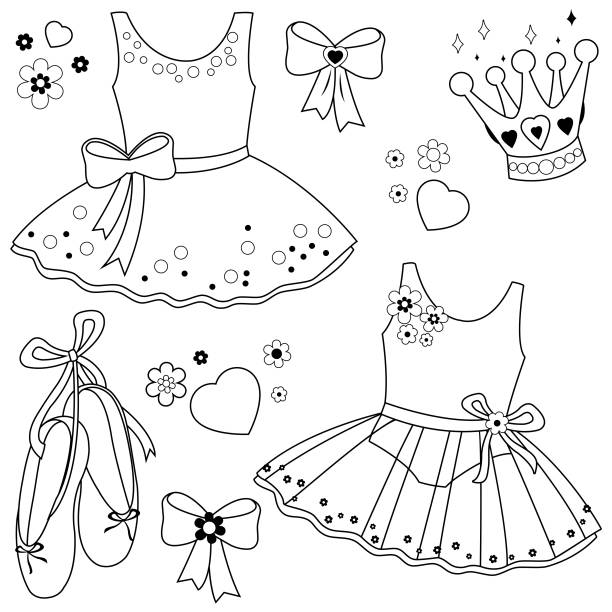 Ballerina coloring page stock illustrations royalty