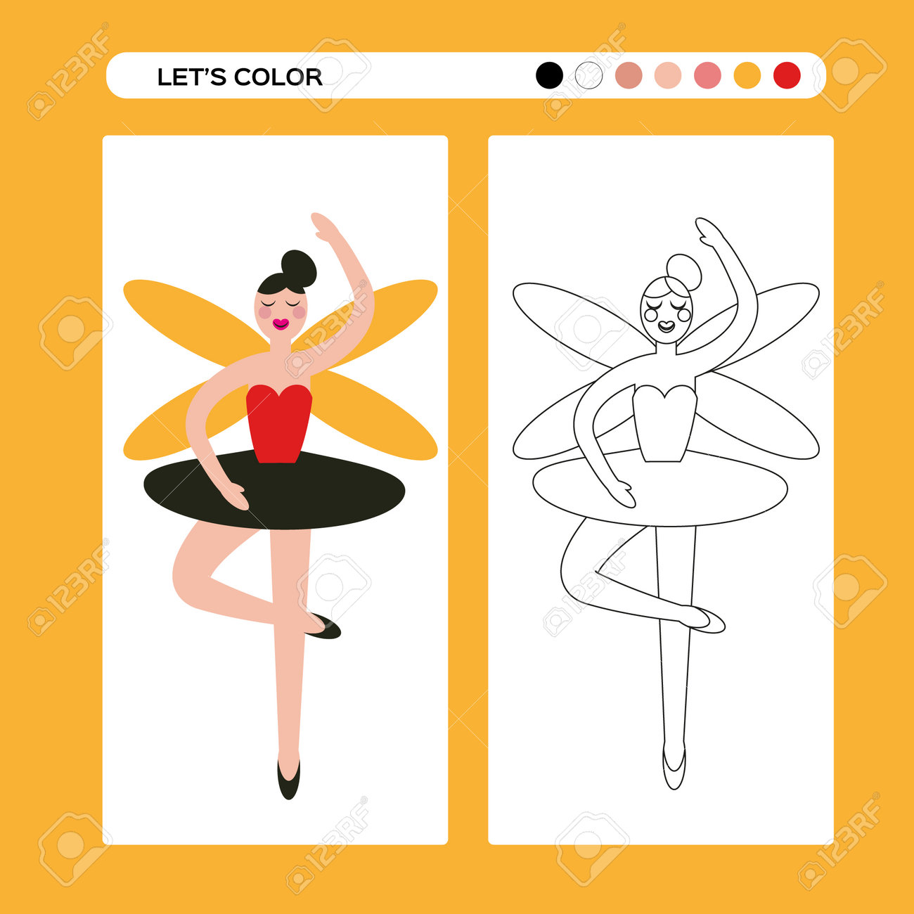 Nutcracker girl ballet dancer ballet coloring page kids educational game in flat and outline design winter coloring book royalty free svg cliparts vectors and stock illustration image