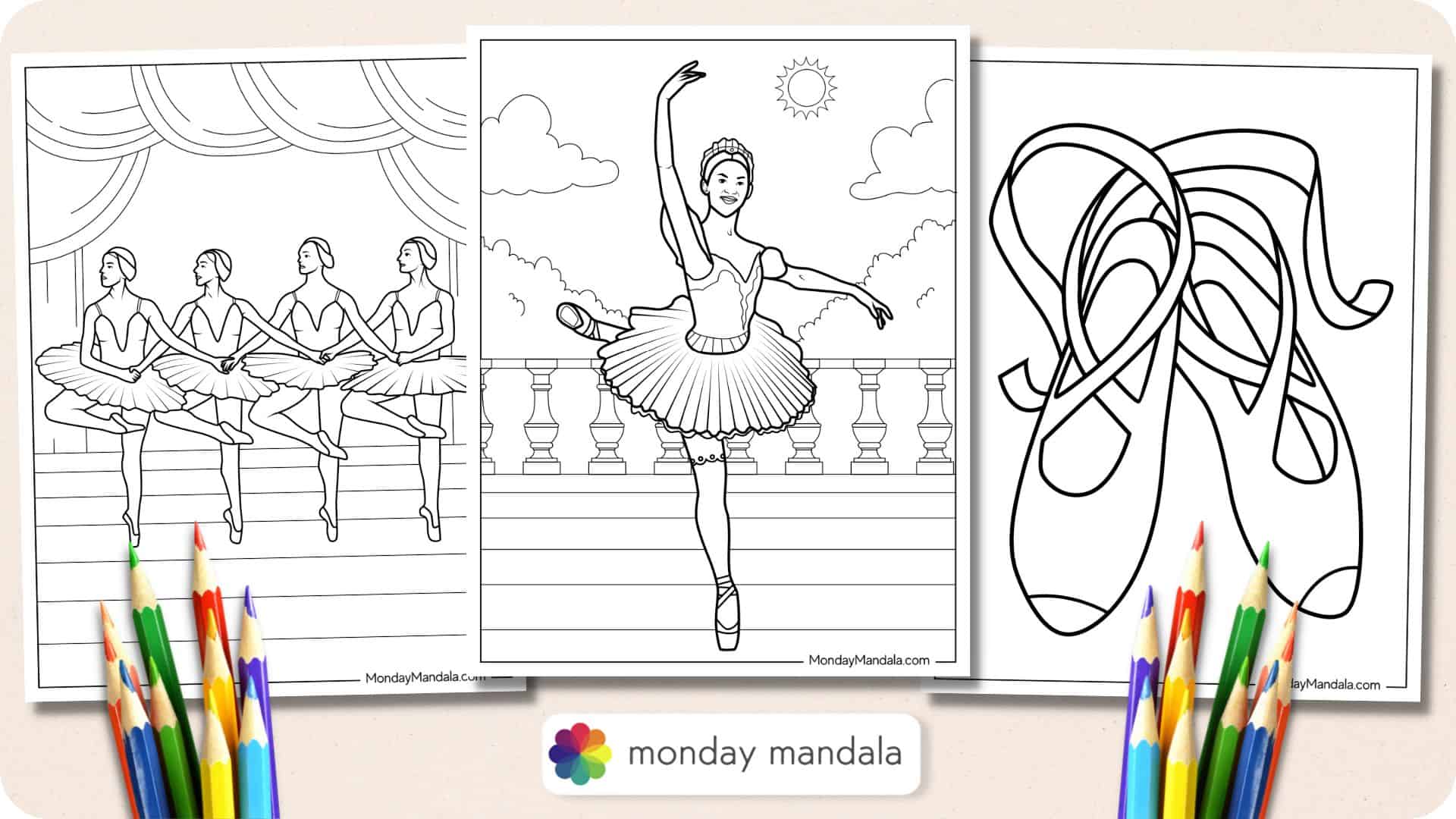 Ballerina coloring pages free pdf printables
