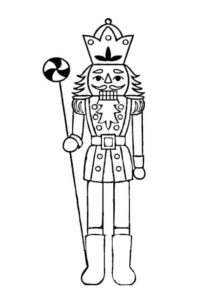Nutcracker with a staff coloring page