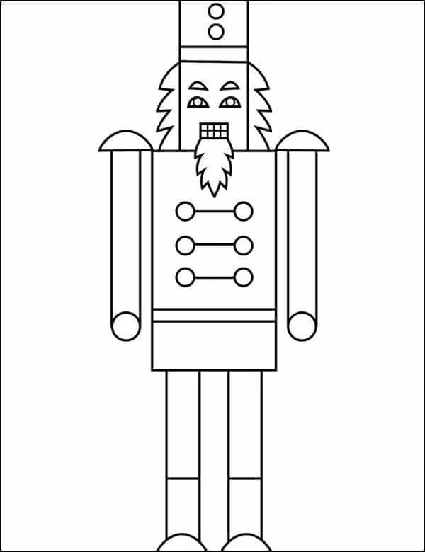 Easy how to draw a nutcracker tutorial video and coloring page