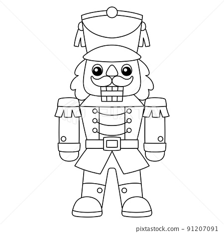 Christmas nutcracker isolated coloring page