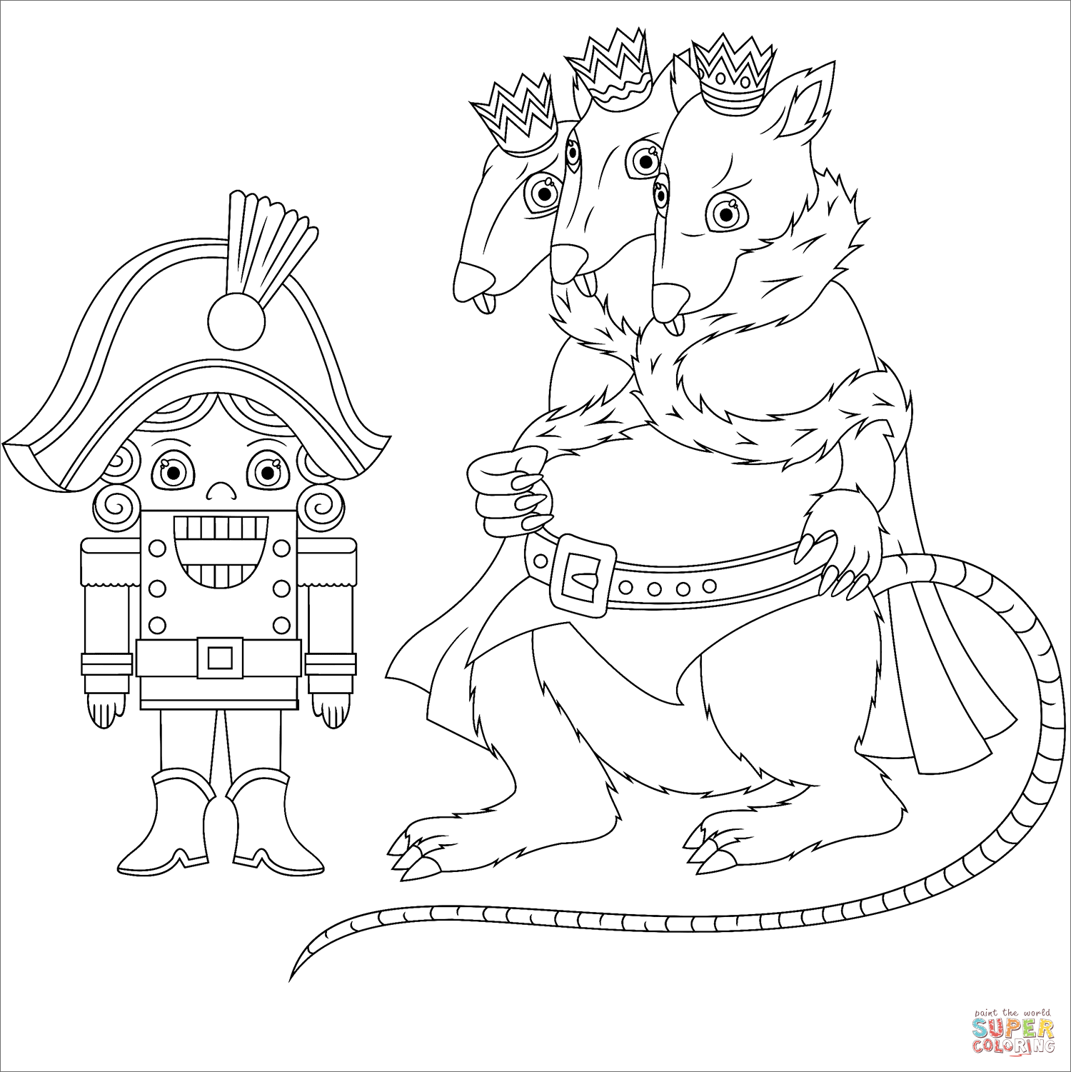 Nutcracker and king rat coloring page free printable coloring pages