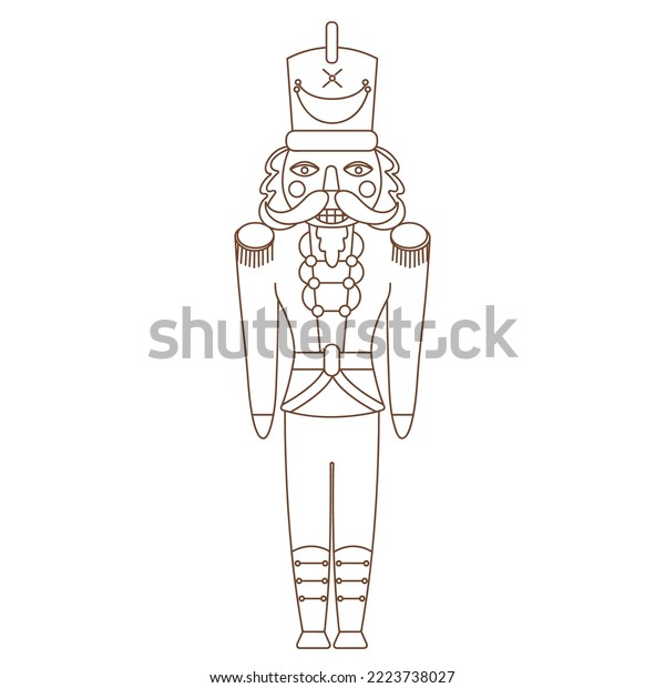 Coloring page outline christmas nutcracker toy stock vector royalty free