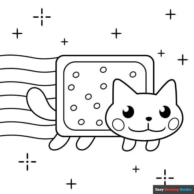 Nyan cat coloring page easy drawing guides