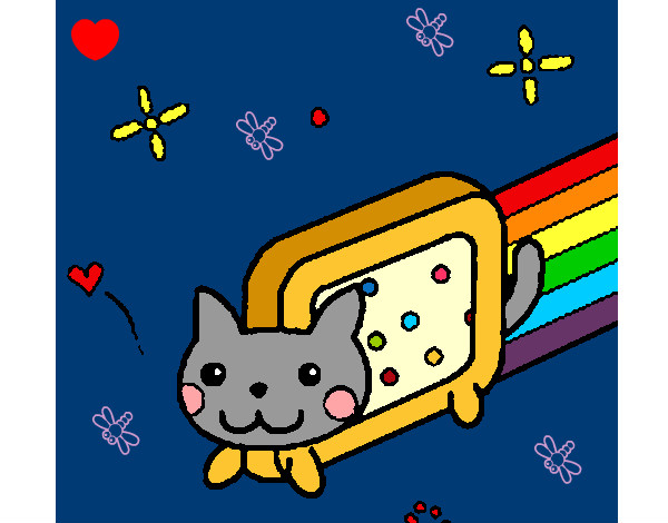 Colored page nyan cat d painted by blossom