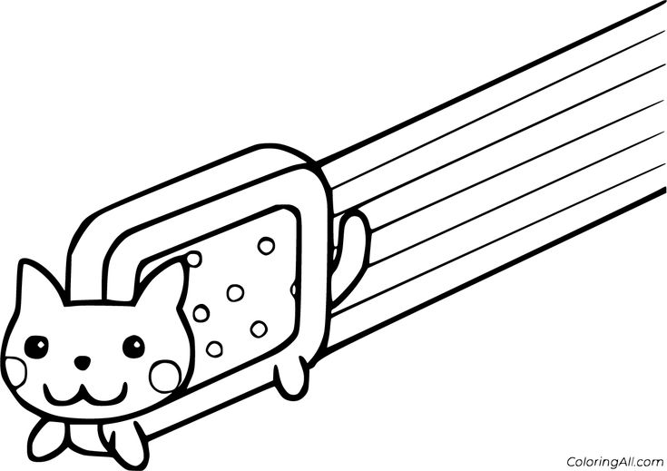 Free printable nyan cat coloring pages easy to print from any device and automatically fit any paper size in cat coloring page coloring pages nyan cat