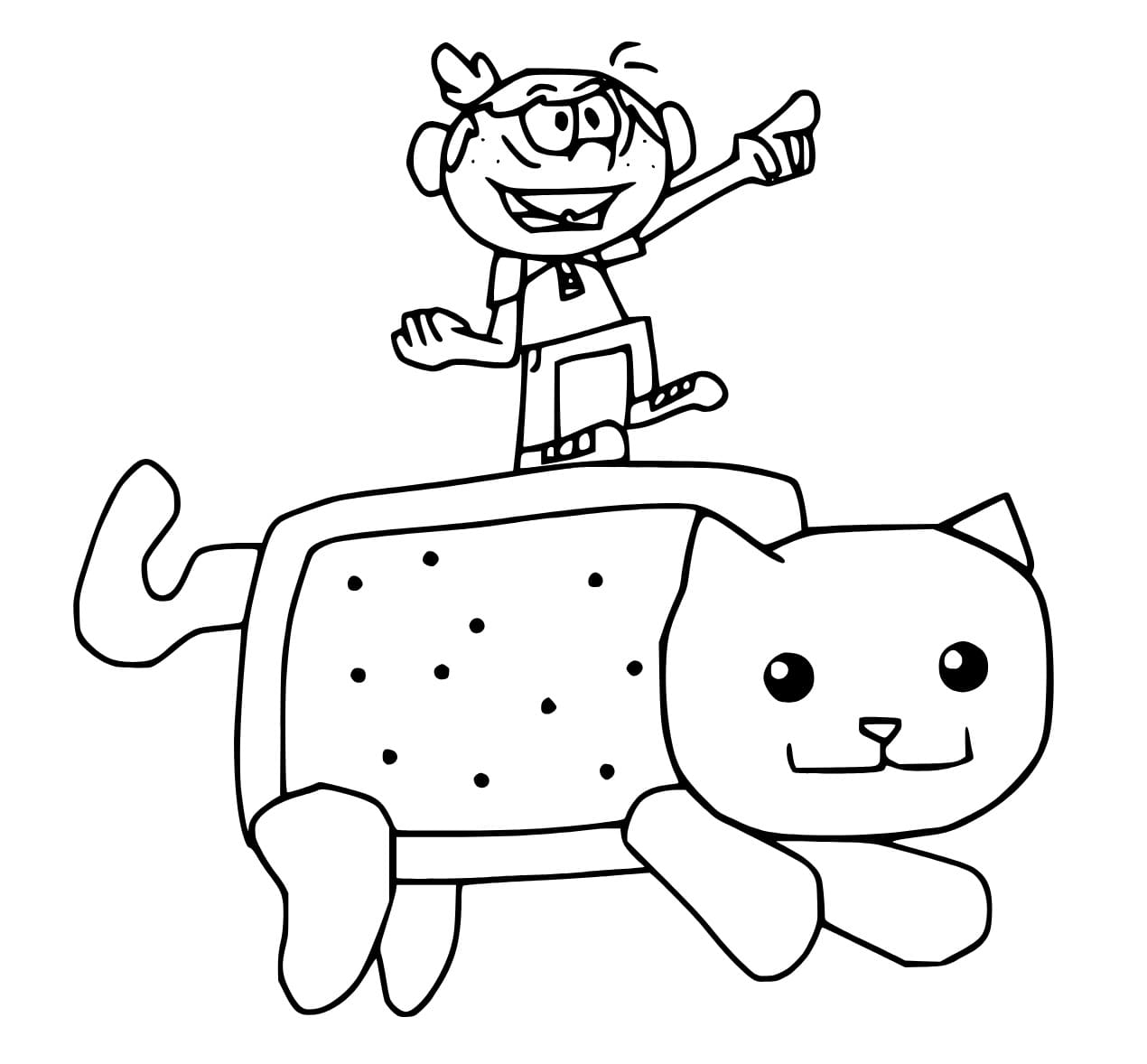 Adorable nyan cat coloring page