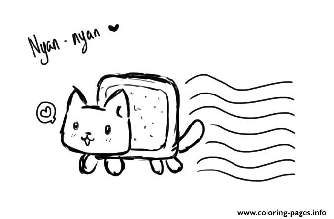 Black and white nyan cat cute coloring page printable