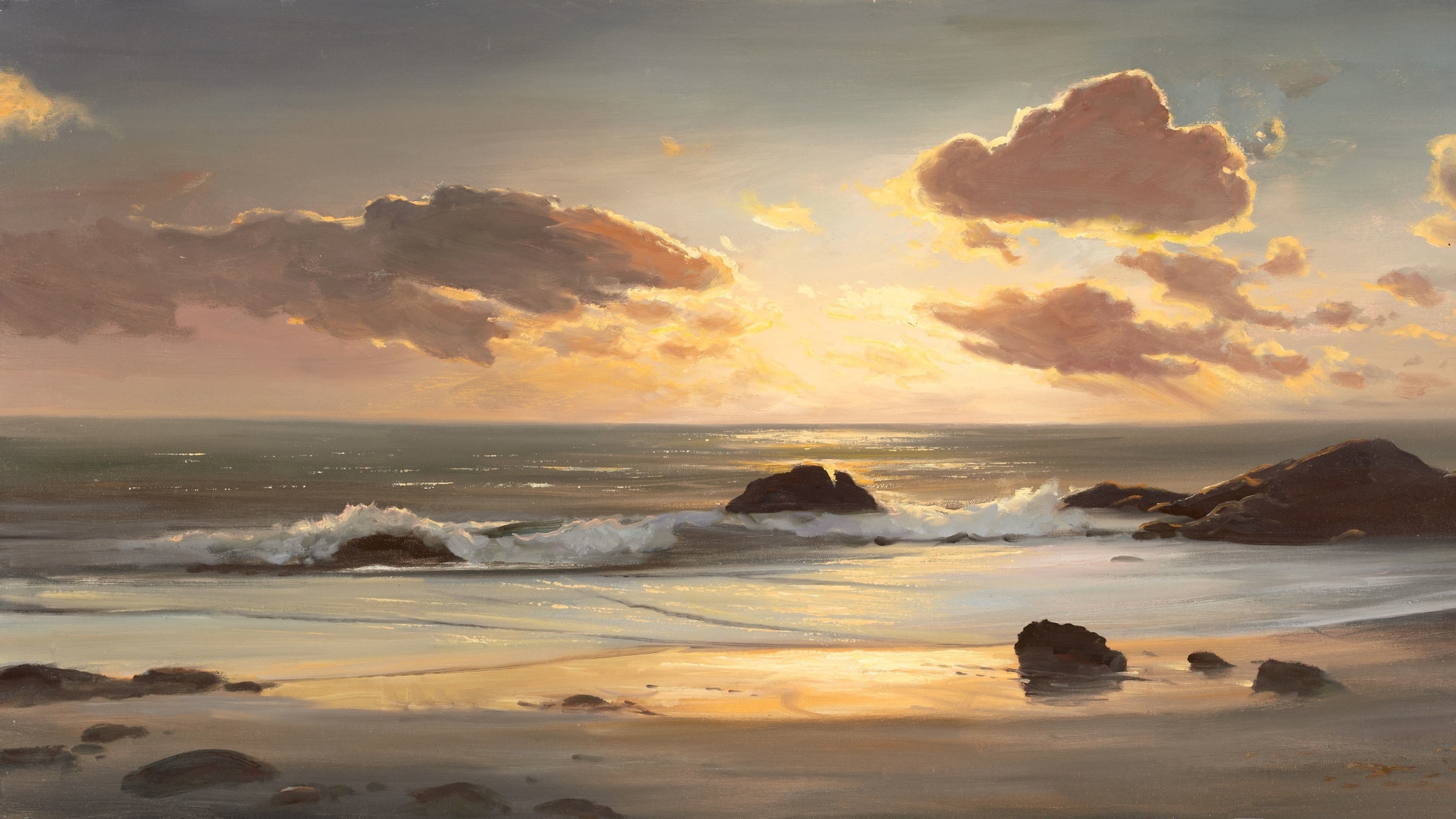 Wallpaper landscape sea coast ocean painting art beach x