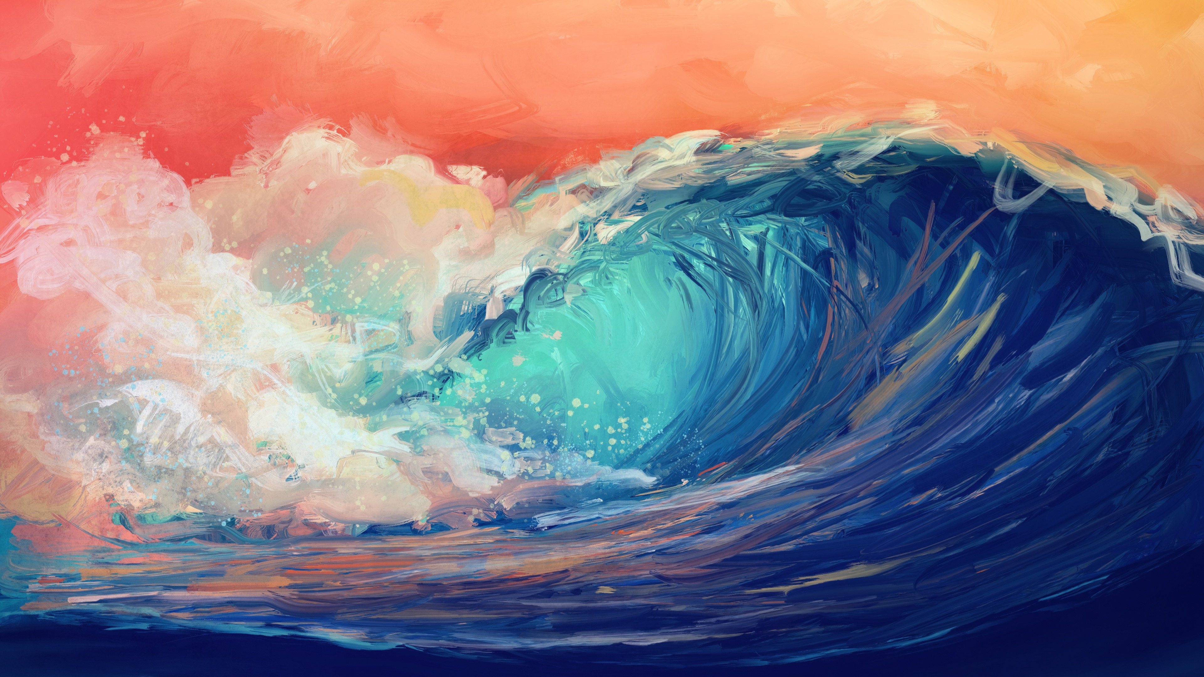 K waves sea painting art
