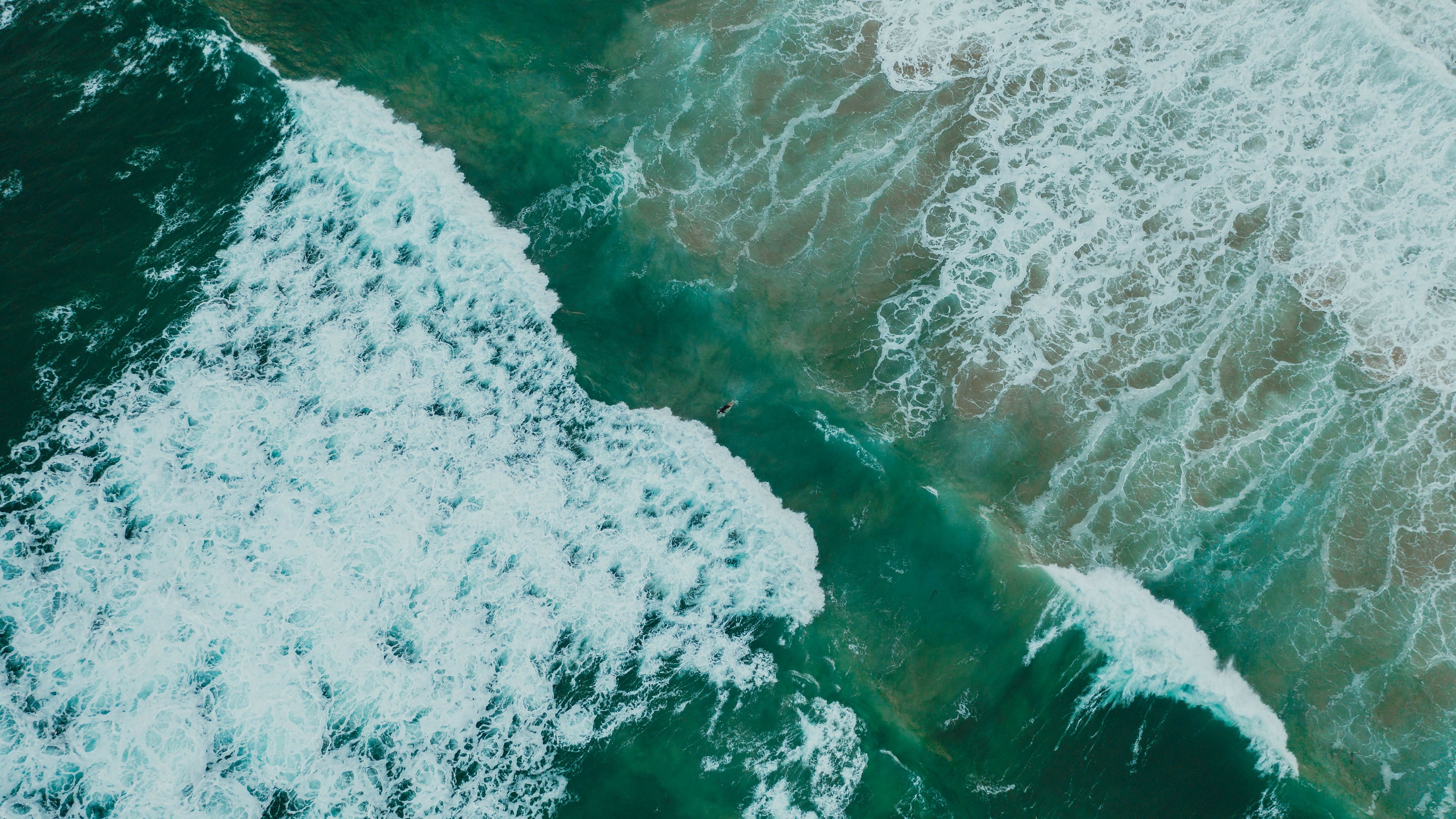 Wallpaper id ocean waves aerial view surface water k free download