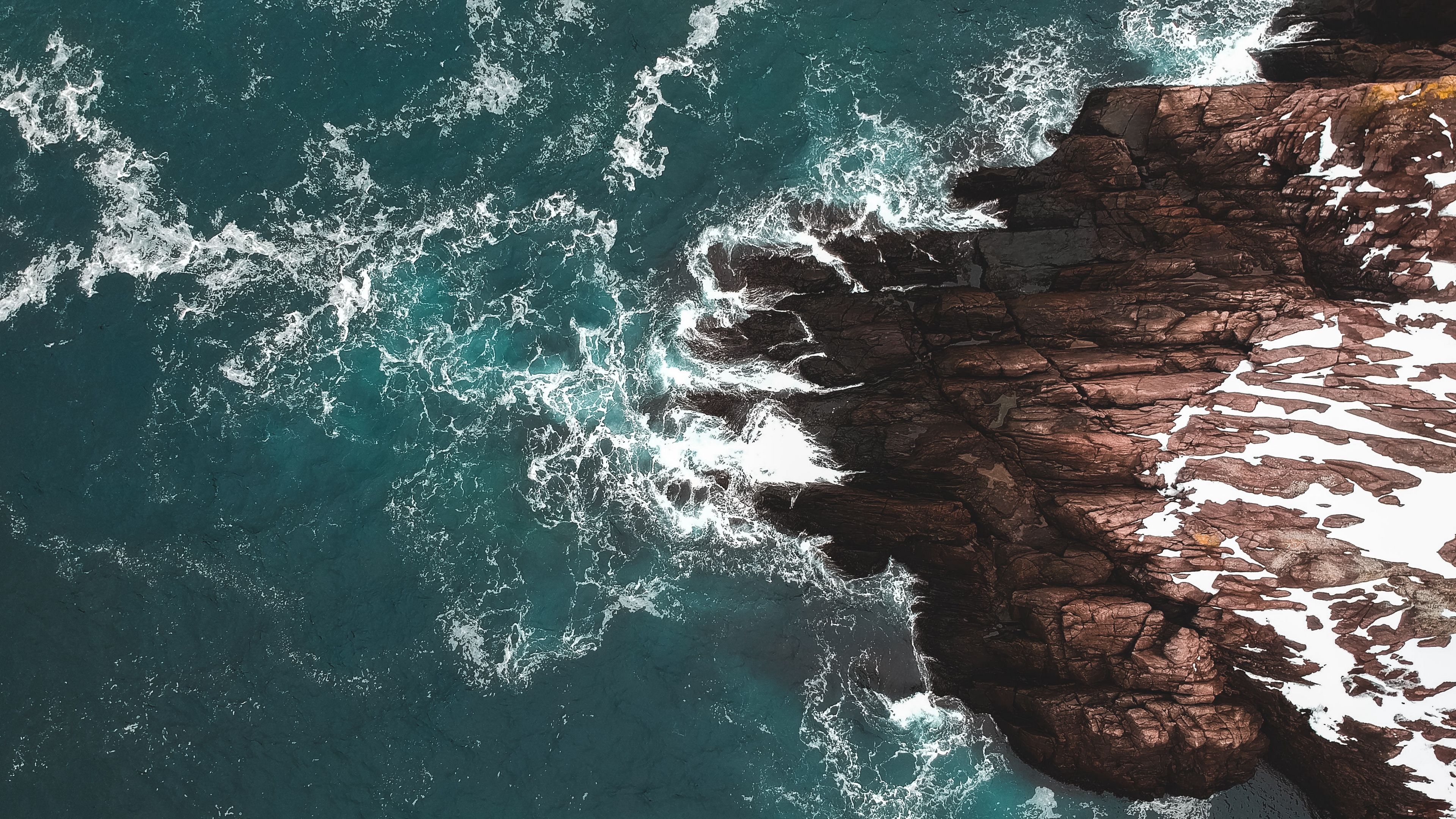 Wallpaper id rocks waves aerial view k free download