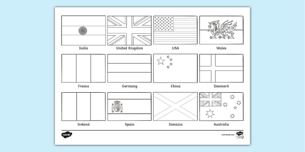 Flags of the world louring page louring sheets