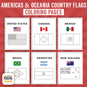 Americas oceania country flags coloring pages by the ideas zone