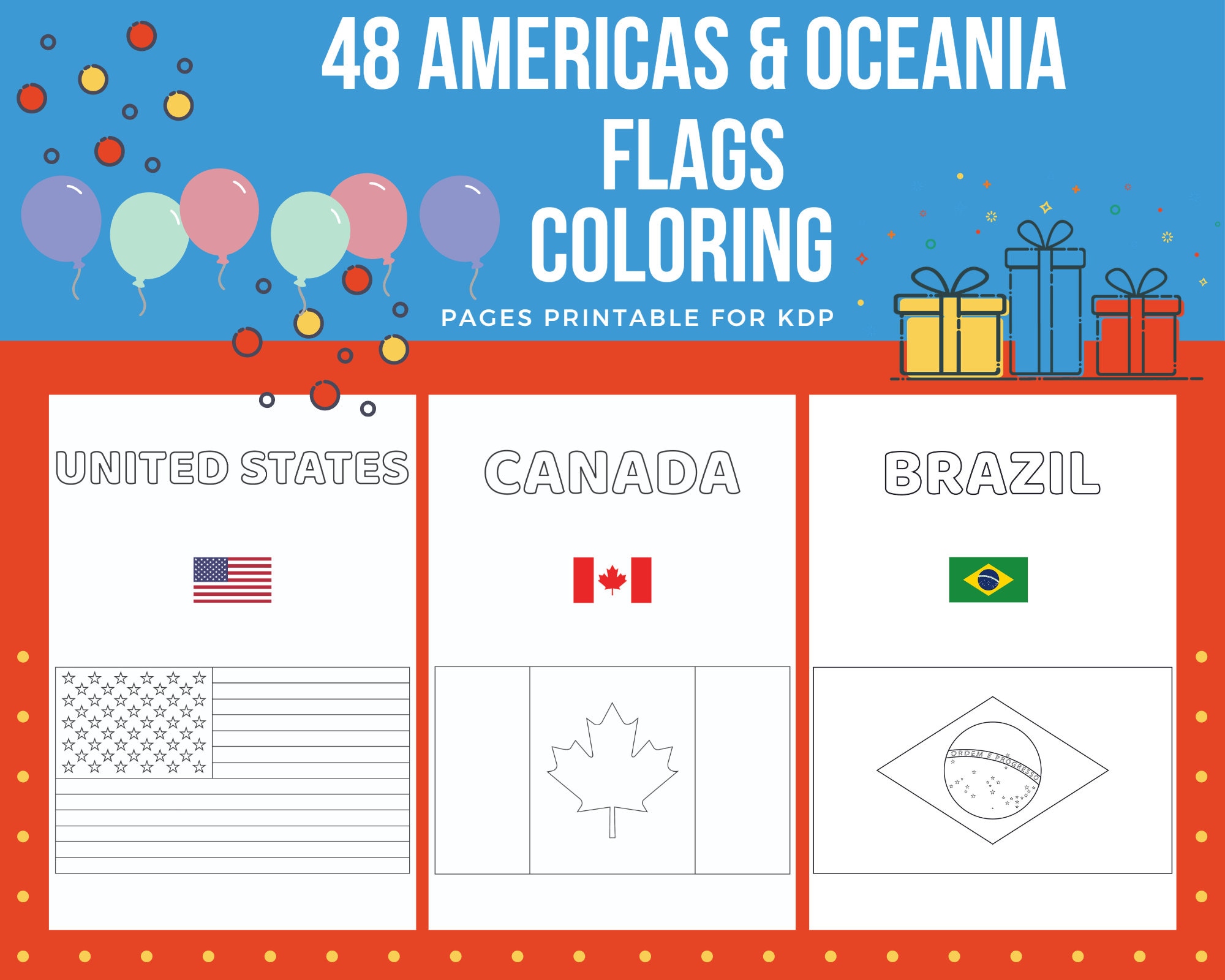 Americas oceania flags coloring pages printable for kids pdf file us letter instant download kdp coloring book for kids
