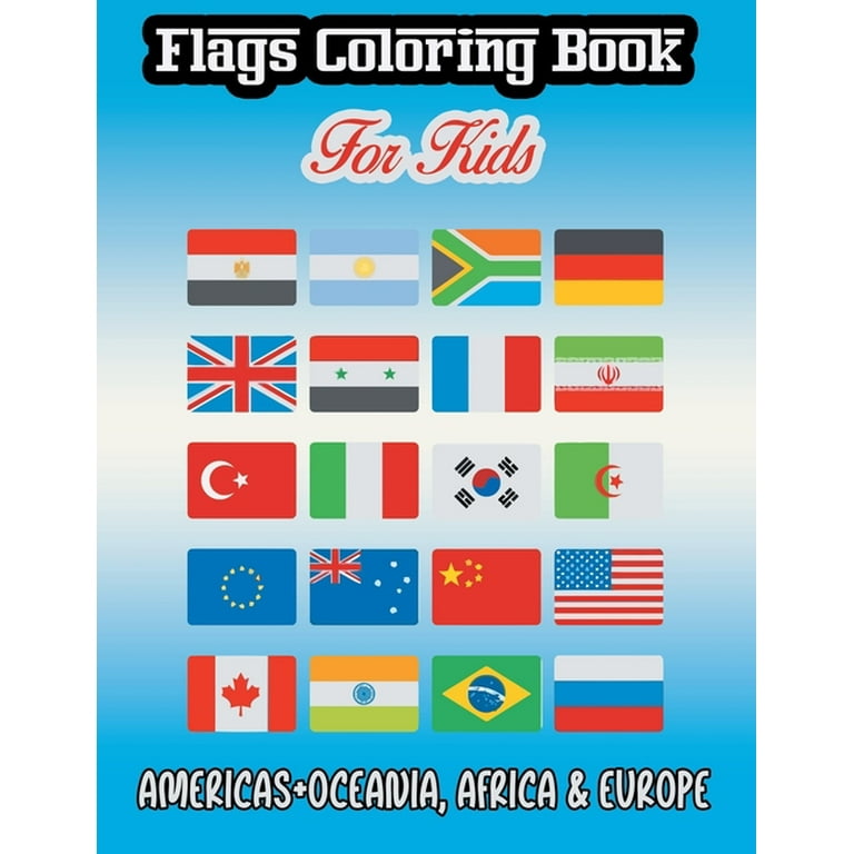 Flags coloring book for kids americasoceania africa europe