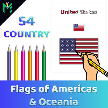 Flags of americas and oceania coloring pages for kids printable pdf