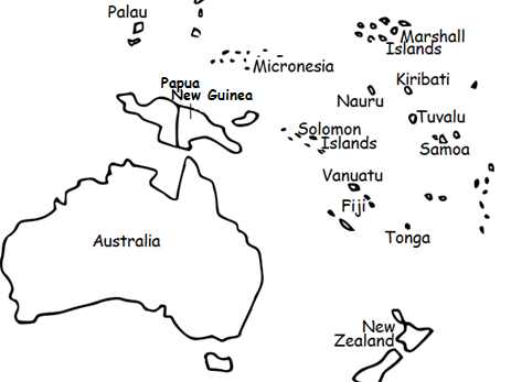 Oceania word search puzzle with map teaching resources